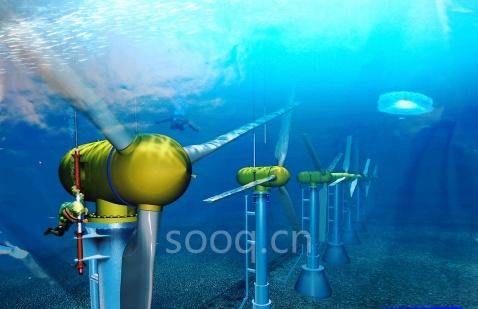 图6这是已经在挪威海域运行了几年的海底潮汐能发电机
